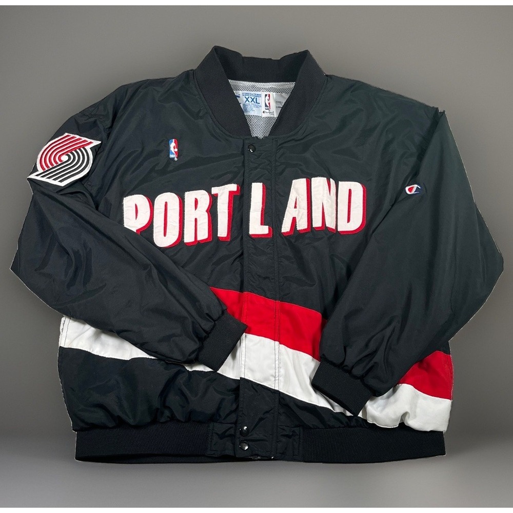VTG 90s Champion NBA Portland Trail Blazers Full Zip Bomber Jacket Mens XXL